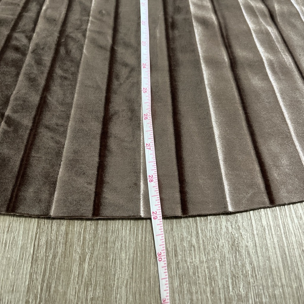Vintage Metallic Velvet Pleated Elastic Waistband Brown Skirt Size XS - Picture 5 of 9